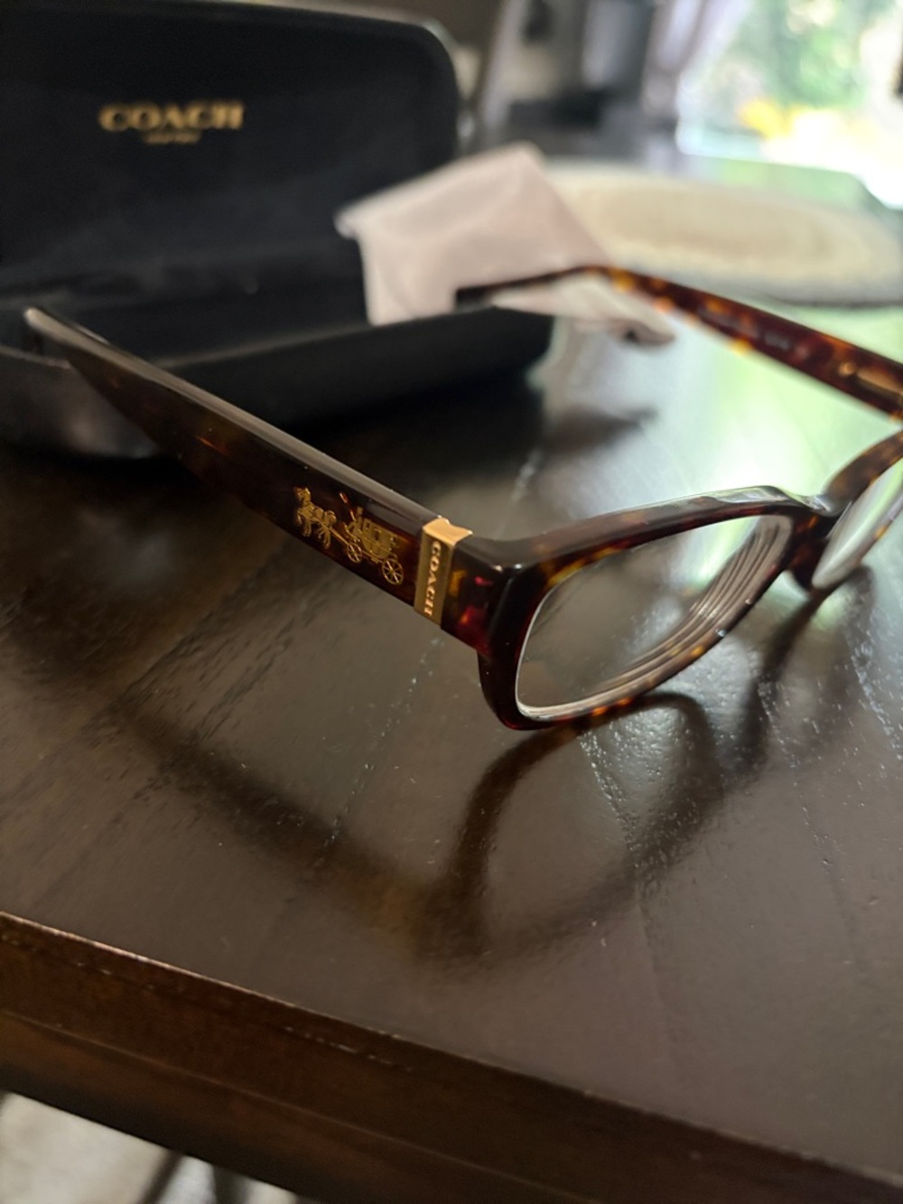 Coach Tortoiseshell Eyeglasses with Gold Accents